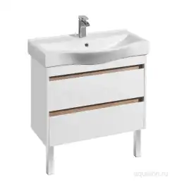 Тумба под раковину Aquaton Нортон 80 1A248901NT010 подвесная цвет, белый глянец / дуб эндгрейн