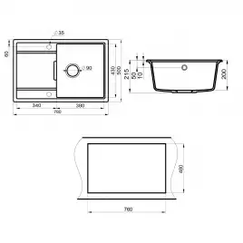 Мойка кухонная Point Лаура 78 PN3005B, черный