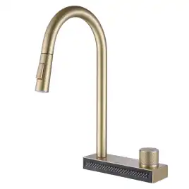 Смеситель для кухни Abber Wasser Kreis AF8114G с выдвижной лейкой, Золото