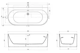 Акриловая ванна Azario BRADFORD 180х80 BRA18080, отдельностоящая пристенная, белая