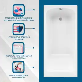 Акриловая ванна Santek Фиджи 180х80 1WH501706 прямоугольная, Белая