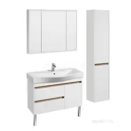 Тумба под раковину Aquaton Нортон 100 1A249001NT010 подвесная цвет, белый глянец / дуб эндгрейн