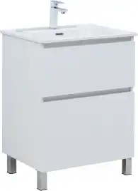 Тумба под раковину Aquanet Вега 60 напольная, белый глянец, 344121