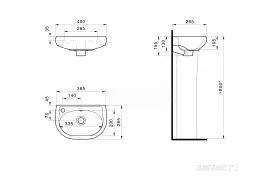 Раковина Santek Бриз 40 отверстие под смеситель слева 1WH110442