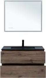 Тумба под раковину Aquanet Алвита New 90 2 ящика, дуб веллингтон табак 334187