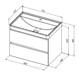 Тумба под раковину Aquanet Вега 70 (2 ящика) 308333