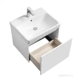 Тумба под раковину Aquaton Асти 55 1A263101AX2B0 подвесная цвет, белый глянец  / белый матовый