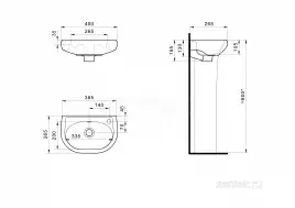 Раковина Santek Бриз 40 отверстие под смеситель справа 1WH110445