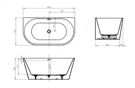 Акриловая ванна BelBagno 140х75 BB710-1400-750, отдельностоящая, Белая глянцевая