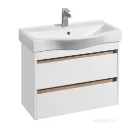Тумба под раковину Aquaton Нортон 80 1A248901NT010 подвесная цвет, белый глянец / дуб эндгрейн