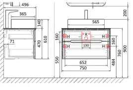 Тумба под раковину Jorno BOSKO 75 Bos.01.75/P/W Белая