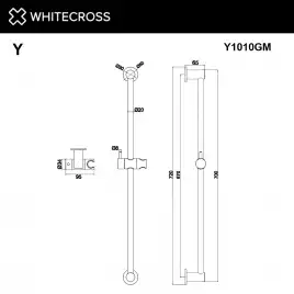 Душевая штанга WHITECROSS Y gunmetal Y1010GM, Оружейная сталь