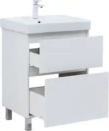 Тумба под раковину Aquanet Вега 60 напольная, белый глянец, 344121