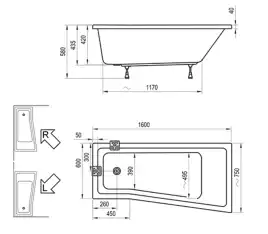 Акриловая ванна Ravak BEHAPPY II 160х75 C961000000 левая, Белая