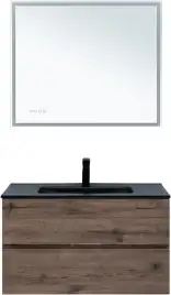 Тумба под раковину Aquanet Алвита New 90 2 ящика, дуб веллингтон табак 334187