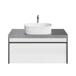 Тумба под раковину Kerama Marazzi MODULA 100 см, MO.100.1+1\AR подвесная, Арабика / Белый глянцевый