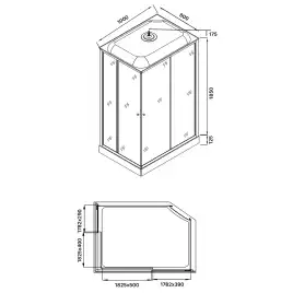Душевая кабина Loranto 100х80 CS-5180-13R F, низкий поддон, цвет профиля сатин