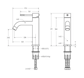 Смеситель для раковины Cezares RELAX-LS1-IN, Сатин