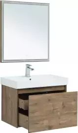 Зеркало Aquanet Nova Lite 75х80 249513 с подстветкой, сенсорный выключатель, Дерево темное