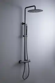 Душевая система Allen Brau Fantasy 5.11001-31 для душа без излива, термостатическая, с верхним душем, Черный матовый