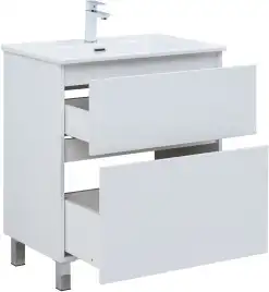 Тумба под раковину Aquanet Вега 70 напольная, белый глянец, 344122