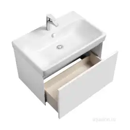 Тумба под раковину Aquaton Асти 70 1A263001AX2B0 подвесная цвет, белый глянец  / белый матовый