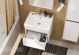 Тумба под раковину Aquaton Марти 55 1A263201MY010 подвесная цвет, белый / дуб эндгрейн