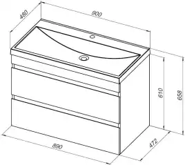 Тумба под раковину Aquanet Нота New 90 2 ящика, белый глянец 335419