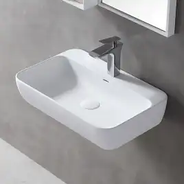 Раковина подвесная ABBER STEIN 60х40х14 AS2654, прямоугольная, белая матовая