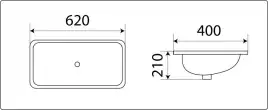 Умывальник CeramaLux 540F 620х400х210 Полувстраиваемая цвет Белый
