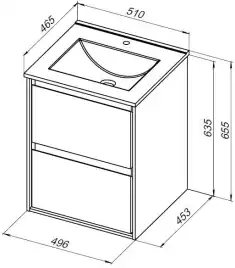 Тумба под раковину Aquanet Милан 50 дуб рошелье, подвесная, 336371