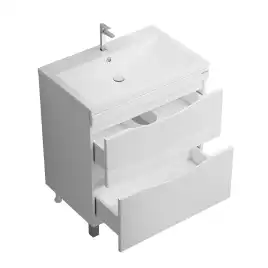 Тумба под раковину Grossman Виста 75 напольная, белая глянцевая (107565)