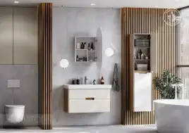 Тумба под раковину Aquaton Оливия 90 1A254401OLVG0 подвесная цвет, бежевый / дуб велл