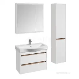 Тумба под раковину Aquaton Нортон 80 1A248901NT010 подвесная цвет, белый глянец / дуб эндгрейн