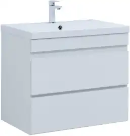 Тумба под раковину Aquanet Нота New 75 2 ящика, белый глянец 335418