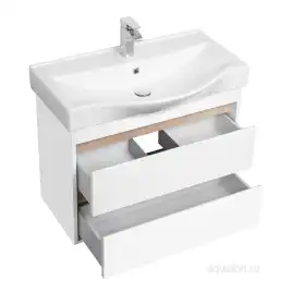 Тумба под раковину Aquaton Нортон 80 1A248901NT010 подвесная цвет, белый глянец / дуб эндгрейн