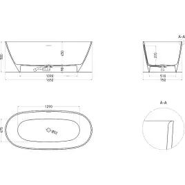 Ванна Salini NOEMI 185х80 101811SM из материала S-Stone, Белая матовая