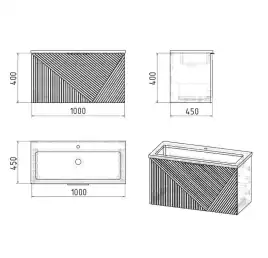 Тумба под раковину Grossman Блисс 100 подвесная, графит матовый (1010048)