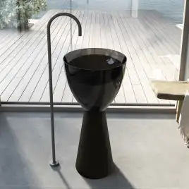 Раковина напольная ABBER KRISTALL 45х45х90 AT2703Onyx-Black, круглая, черный/черный матовый