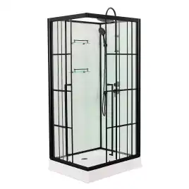 Душевая кабина Loranto 100х100, низкий поддон, Прозрачное стекло, CS-3008TM/W-100R