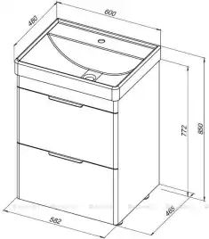 Тумба под раковину Aquanet Ирис new 60 белый глянец (2 ящика) 310152