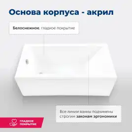 Акриловая ванна Aquanet Bright 155х70 (239666), на каркасе, белая