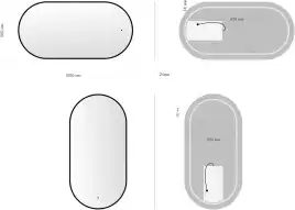 Зеркало Aquanet Контур 500х1000 LED TX овал,черный, 367644