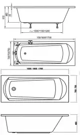 Акриловая ванна Ravak DOMINO 160х70 C621000000 прямоугольная, Белая