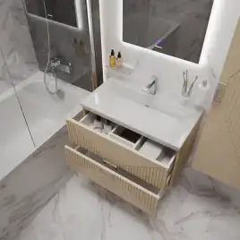 Тумба под раковину Grossman Луксор 80 подвесная, бежевый матовый (108052)