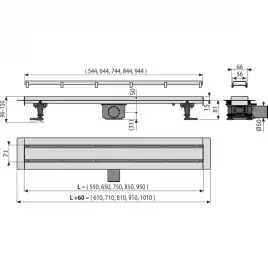 Душевой лоток AlcaPlast APZ13-DOUBLE9-650 Fit&Go с двухсторонней решеткой / Хром матовый