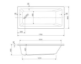 Акриловая ванна CEZARES PLANE SOLO-170-80-49-W37