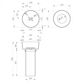 Раковина напольная ABBER KRISTALL 45х45х90 AT2702Vesuvian, круглая, оливковая