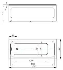 Акриловая ванна AZARIO BELLA 170х80 AV.0023170, прямоугольная