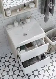 Тумба под раковину Aquaton Сканди 55 1A251701SDB20 подвесная цвет, белый / дуб верона